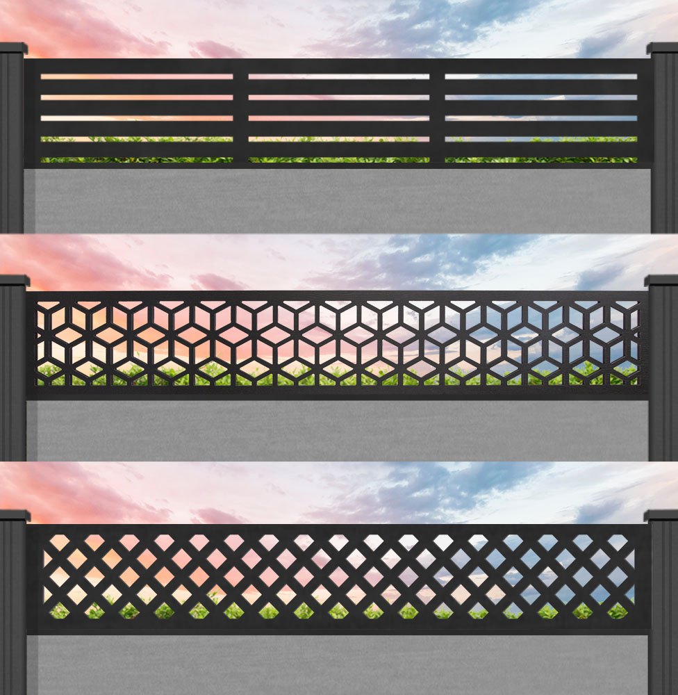 Old Composite Fence Panel Sets Using Grey Composite Posts Alpha